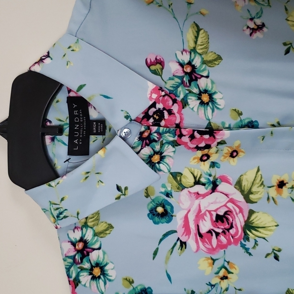 Laundry Shelli Segal floral tee shirt dress flutter sleeves stretch Size Small - Picture 4 of 10